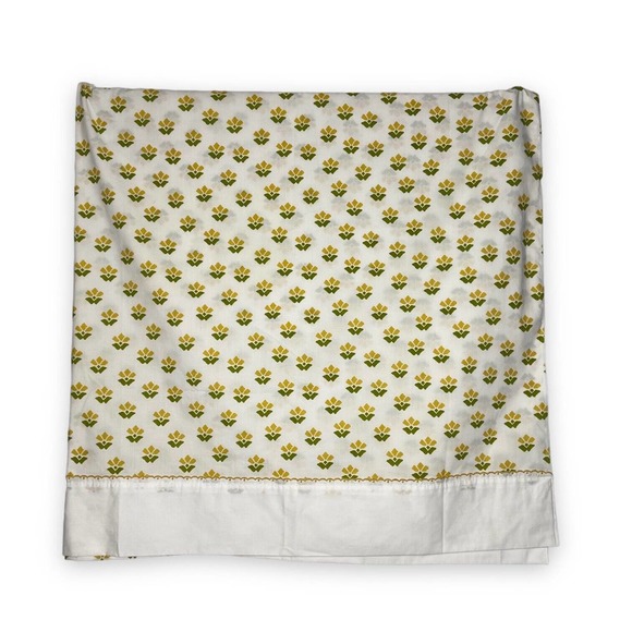 VTG Cannon Royal Family Twin Flat Sheet MCM Yellow Green Floral 1970s Percale - Picture 3 of 7